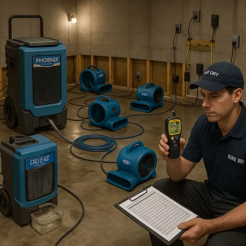 Structural Drying and Dehumidification process in Minot, ME